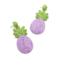 Ananas Hasır Küpe - Mor