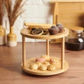 Bambu İki Katlı Döner Sunumluk 24,5×24,5×18 cm