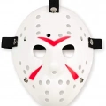 Beyaz Kırmızı Çizgili Tam Yüz Hokey Maskesi