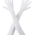 Beyaz Renk Dirseğe Kadar Uzun Kumaş Eldiven 40 Cm