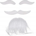 Beyaz Renk Kendinden Yapışkanlı Takma Sakal Bıyık ve Kaş Seti