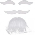 Beyaz Renk Kendinden Yapışkanlı Takma Sakal Bıyık ve Kaş Seti