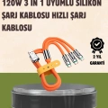 BFS 120 W Şarj ve Veri Aktarımı Kablo– 3 Başlıklı Çok Amaçlı Kablo Yüksek Hızlı