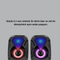 BFS 2.1 USB Bağlantılı Oyun Hoparlörü Renkli LED Işıklı