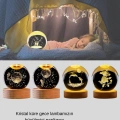 BFS 3D Yunus Desenli Kristal Küre Ahşap Tabanlı Işıklı Dekor Objesi