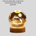 BFS 3D Yunus Desenli Kristal Küre Ahşap Tabanlı Işıklı Dekor Objesi