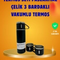 BFS 500 ml Isı Korumalı Çelik Termos ve Bardak Seti | Silikon Tabanlı, Şık ve Pratik
