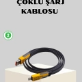 BFS 65W Çoklu Şarj Kablosu 4’ü 1 Arada Örgülü Hızlı Veri Aktarım USB-C USB-A