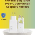BFS 67W Hızlı Şarj Adaptörü ve Veri Aktarım Özellikli Type-C Kablo Seti