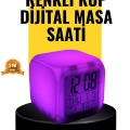 BFS 7 Renk LED Işıklı Alarmlı Dijital Küp Masa Saati Termometreli