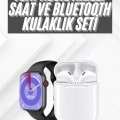 BFS Akıllı Saat Gümüş Kasa Bluetooth Kulaklık Hediyeli Çok Fonksiyonlu İkili Set