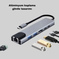 BFS Alüminyum Kasalı MacBook USB-C Hub – 4K HDMI, USB 3.0, SD/TF Kart Girişi, PD Şarj Desteği