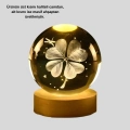 BFS Bitki Temalı LED Işıklı Cam Küre Ahşap Standlı Modern Gece Lambası