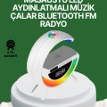 BFS Dijital Saatli Kablosuz Şarj Destekli RGB LED Işıklı Bluetooth Ses Sistemi