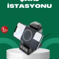 BFS Dijital Saatli Kablosuz Şarj İstasyonu – 3’ü 1 Arada Apple Uyumlu Hızlı Şarj ve LED Ekran