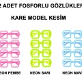 BFS    Fosforlu Kare Model Glow Parti Gözlüğü Karanlıkta Yanan Gözlükler 12 Adet
