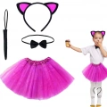 BFS Fuşya Renk Etekli Kedi Kostüm Seti (tütü, Taç, Papyon, Kuyruk)