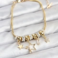 BFS Gold Renk Pirinç Yıldız Model Charmlı Kadın Bileklik