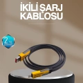 BFS Hızlı Şarj Destekli 65W Örgülü USB-C ve USB-A Çoklu Şarj Kablosu