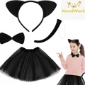 BFS Kedi Eteği Tacı Kuyruğu ve Papyon Seti Siyah Renk Çocuk Boy