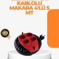 BFS Kırmızı Renk 5 Metre 4’lü Kablolu Priz Makarası