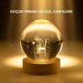 BFS Küçük Prens Cam Küre USB Işıklı Ahşap Standlı Büyük Boy