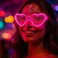 BFS Pembe LED Işıklı Kalp Gözlük – 3 Modlu Parti &