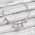 BFS Pirinç Zirkon Taşlı Yıldız Model Gümüş Renk Charm Bileklik