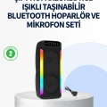 BFS RGB Işıklı Çift Hoparlörlü Taşınabilir Bluetooth Speaker ve Mikrofon