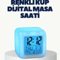 BFS Termometre ve Takvim Özellikli 7 Renk Değiştiren Küp Alarm Saati