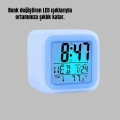BFS Termometre ve Takvim Özellikli 7 Renk Değiştiren Küp Alarm Saati
