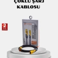 BFS USB-C USB-A 4’ü 1 Arada Örgülü Kablo 65W Hızlı Şarj Metal Uç Dayanıklı