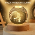 BFS USB LED 3D Küçük Prens Kristal Küre Ahşap Standlı Gece Lambası