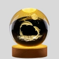 BFS Yunus Temalı Kristal Küre USB Işıklı Ahşap Altlıklı Gece Lambası
