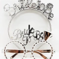 Bride To Be Yazılı Taç ve Bride To Be Yazılı Gözlük Seti Gümüş Renk