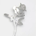 Çelik Gül Broş - Gümüş