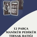 ÇOK SATAN 12 Parça Paslanmaz Çelik Kompakt ve Taşınabilir Manikür Makası Tırnak Makası