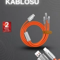 ÇOK SATAN 120W Hızlı Şarj Kablosu Turuncu Yüksek Güç Kapasitesi Çoklu Şarj Girişi