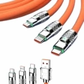 ÇOK SATAN 120W Silikon Metal Uçlu LED Işıklı 3 In1 Şarj Kablosu 1.2m