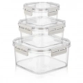 ÇOK SATAN 3lü Pratik Silikon Contalı Sızdırmaz Kapaklı Sağlam İstiflenebilir Saklama Kapları