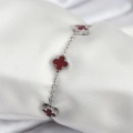 ÇOK SATAN 316L Çelik Gümüş Renk Bordo Baby Boy Yonca Kadın Bileklik