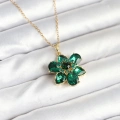 ÇOK SATAN 316L Çelik Zincirli Yeşil Çiçek Model Kadın Kolye