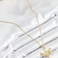 ÇOK SATAN 316L Çelik Zirkon Taşlı Melek Model Gold Renk Kadın Kolye