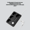 ÇOK SATAN 4.1A Hızlı Şarjlı Akım Korumalı 4 Priz ve 3 USB Çıkışlı Priz