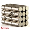 ÇOK SATAN 5 Adet 4x4 Mm Yuvarlak Neodyum Mıknatıs N35 Güçlü Magnet Nikel Kaplama