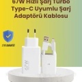 ÇOK SATAN 67W Hızlı Şarj Adaptörü ve Veri Aktarım Özellikli Type-C Kablo Seti