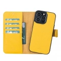 ÇOK SATAN Apple iPhone 13 Pro Uyumlu Deri Cüzdanlı Kılıf Limon Sarı