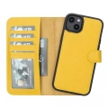 ÇOK SATAN Apple iPhone 14 Plus Uyumlu Deri Cüzdanlı Kılıf MWWN FL12 Sarı