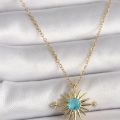 BFS 316L Çelik Gold Renk Zincir Mavi Taş Detaylı Kuzey Yıldız Model Kadın Kolye
