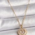 BFS 316L Çelik Gold Renk Zincir Zirkon Taşlı Kalp Model Kadın Kolye